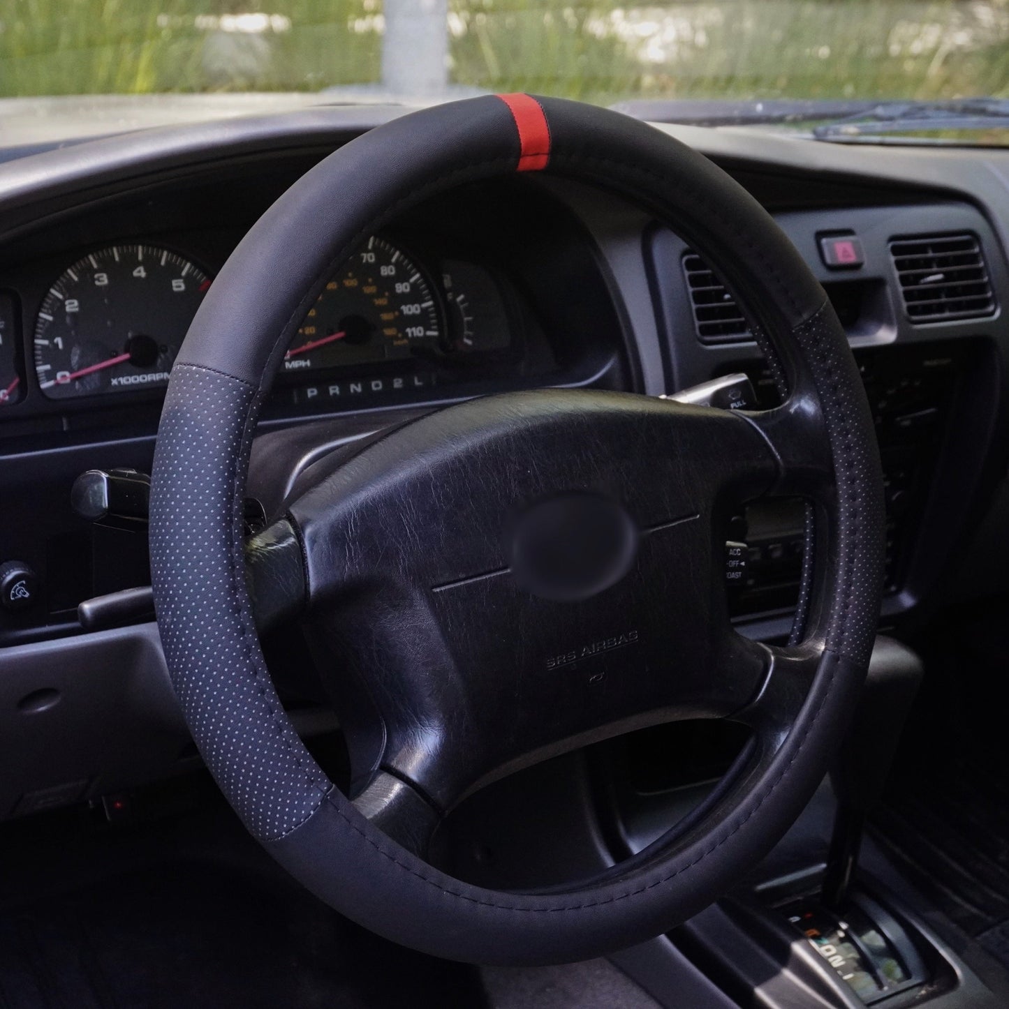 Red Stripe Steering Wheel Cover, 14 1/2 Inch
