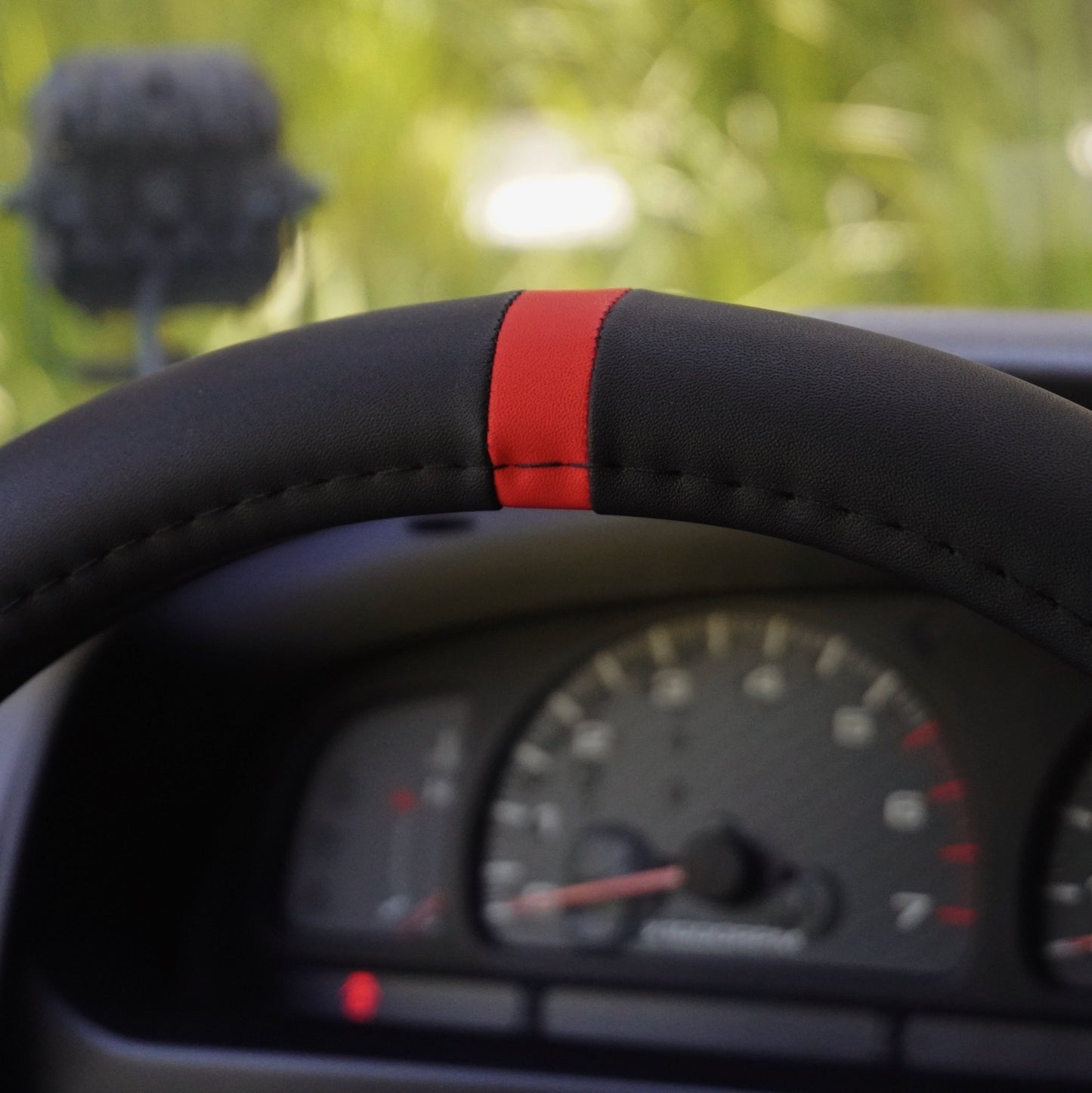Red Stripe Steering Wheel Cover, 14 1/2 Inch