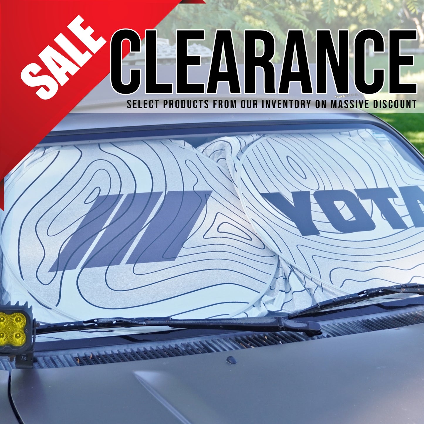 TRD Stripes Topographic Map Windshield Sunshade for Toyota, YOTA (Clearance)