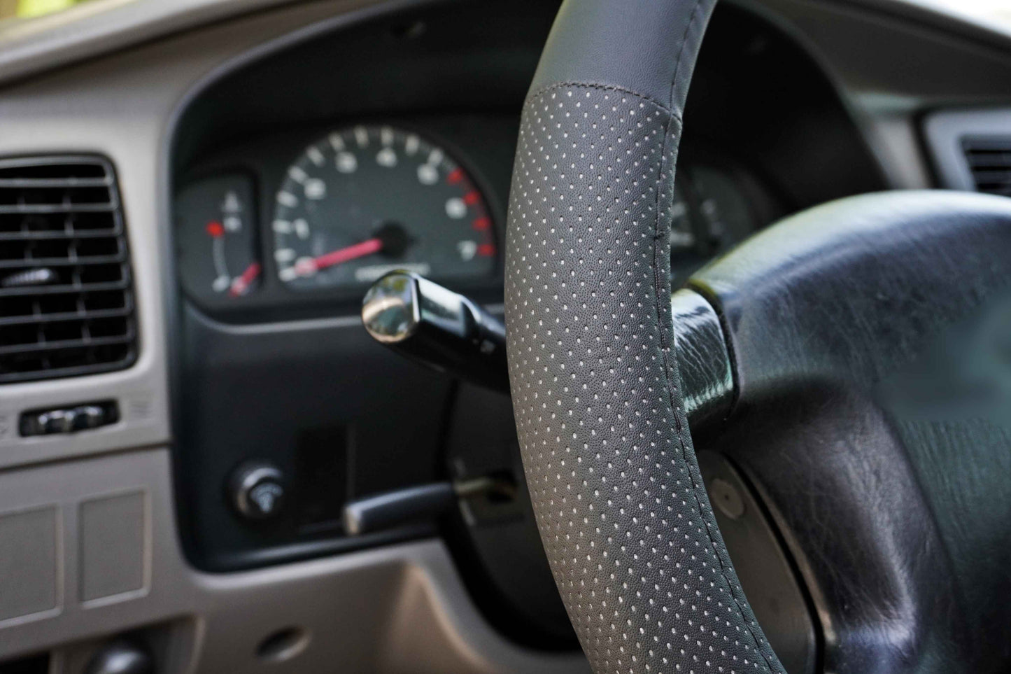 Grey Retro Stripes Steering Wheel Cover for TRD Toyota, 15 1/2 Inch