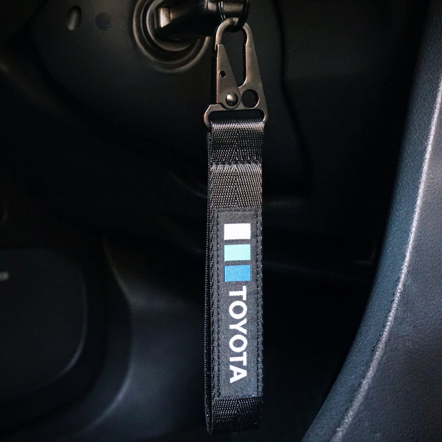Blue TRD Retro Stripes Keychain for Toyota, Metal Clip-On Accessory