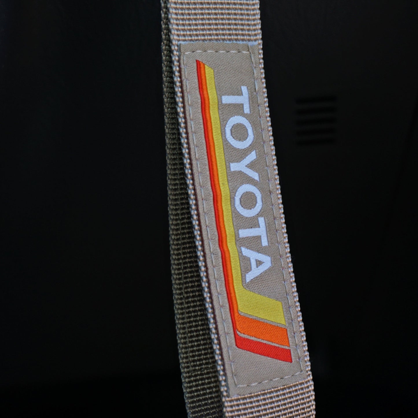 Vintage Heritage Stripes Keychain for Toyota, Tan, Antique Brass Clip