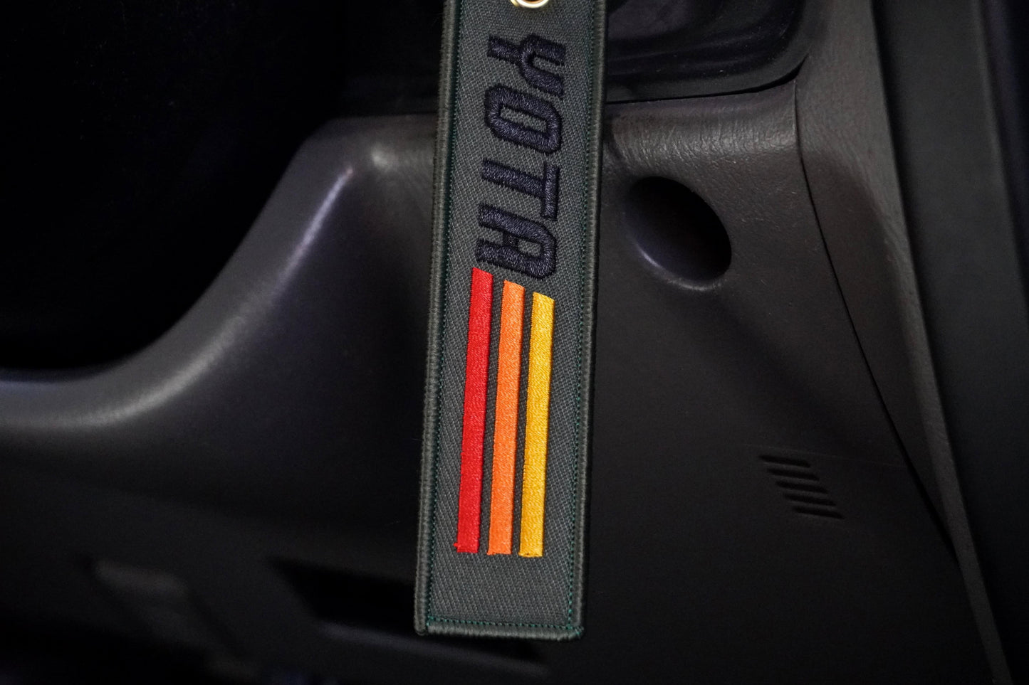 TRD Retro Stripes Keychain for Toyota, Green, Embroidered, YOTA