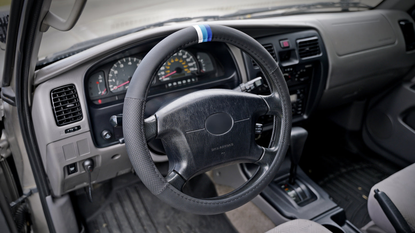 Blue Scheme Retro Stripes Steering Wheel Cover for TRD Toyota, 15 1/2 Inch