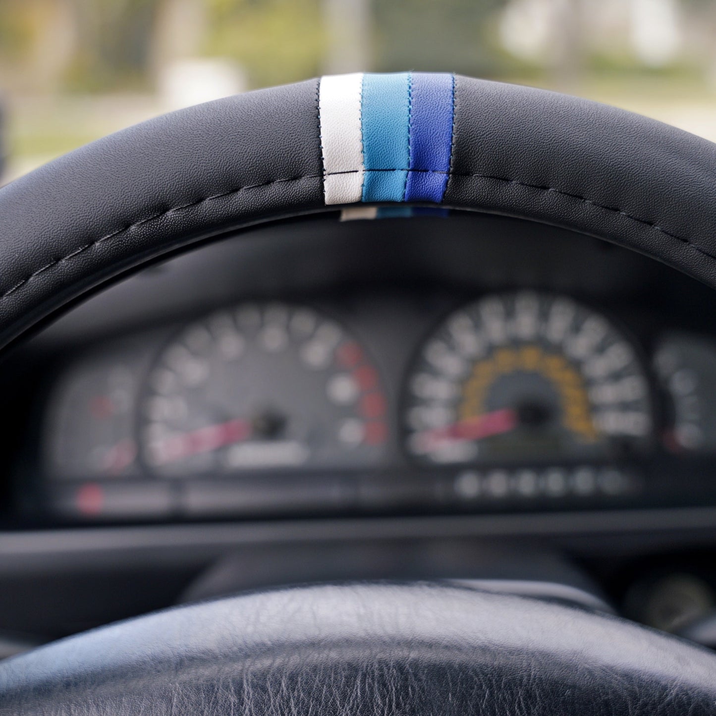 Blue Scheme Retro Stripes Steering Wheel Cover for TRD Toyota, 15 Inch