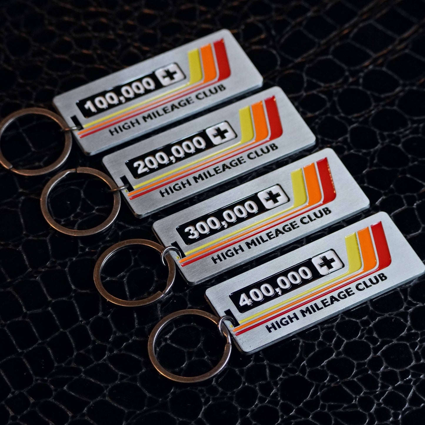 High Mileage Club Keychain for Toyota, Vintage Heritage Stripes