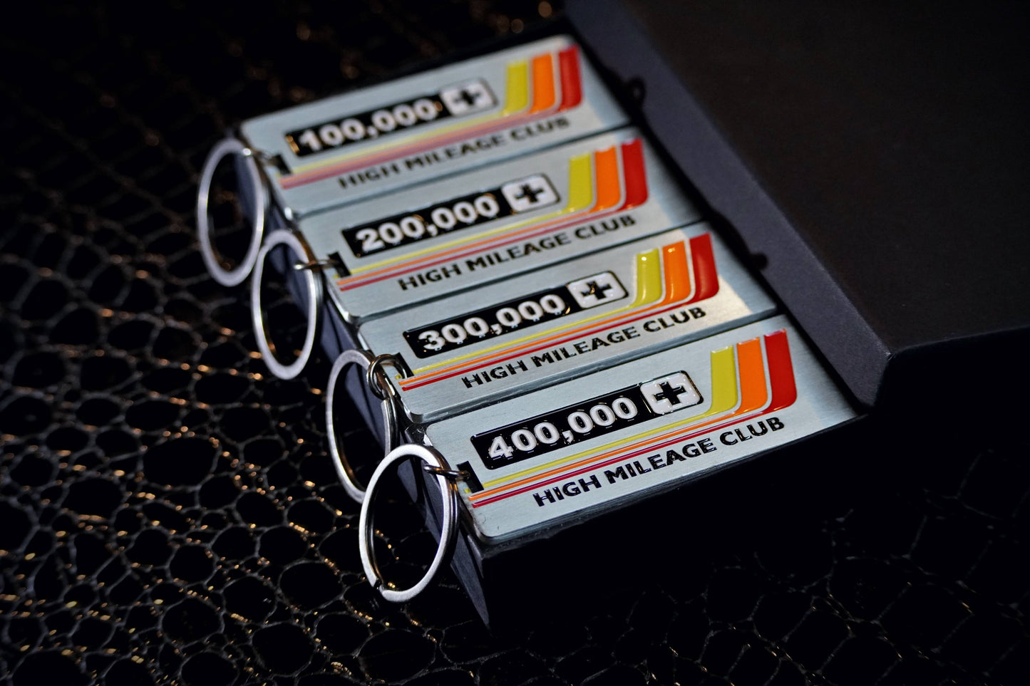 High Mileage Club Keychain for Toyota, Vintage Heritage Stripes