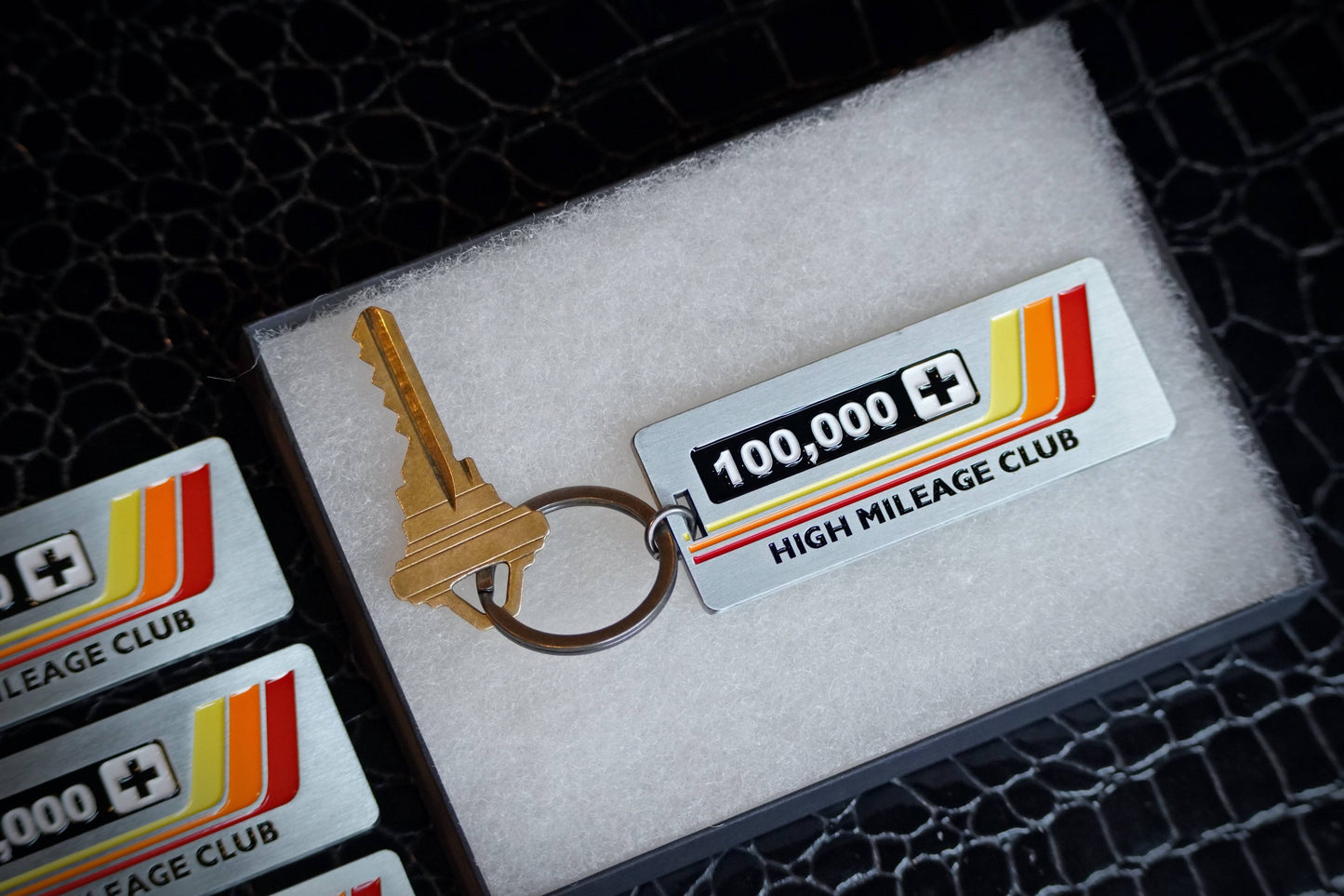 High Mileage Club Keychain for Toyota, Vintage Heritage Stripes