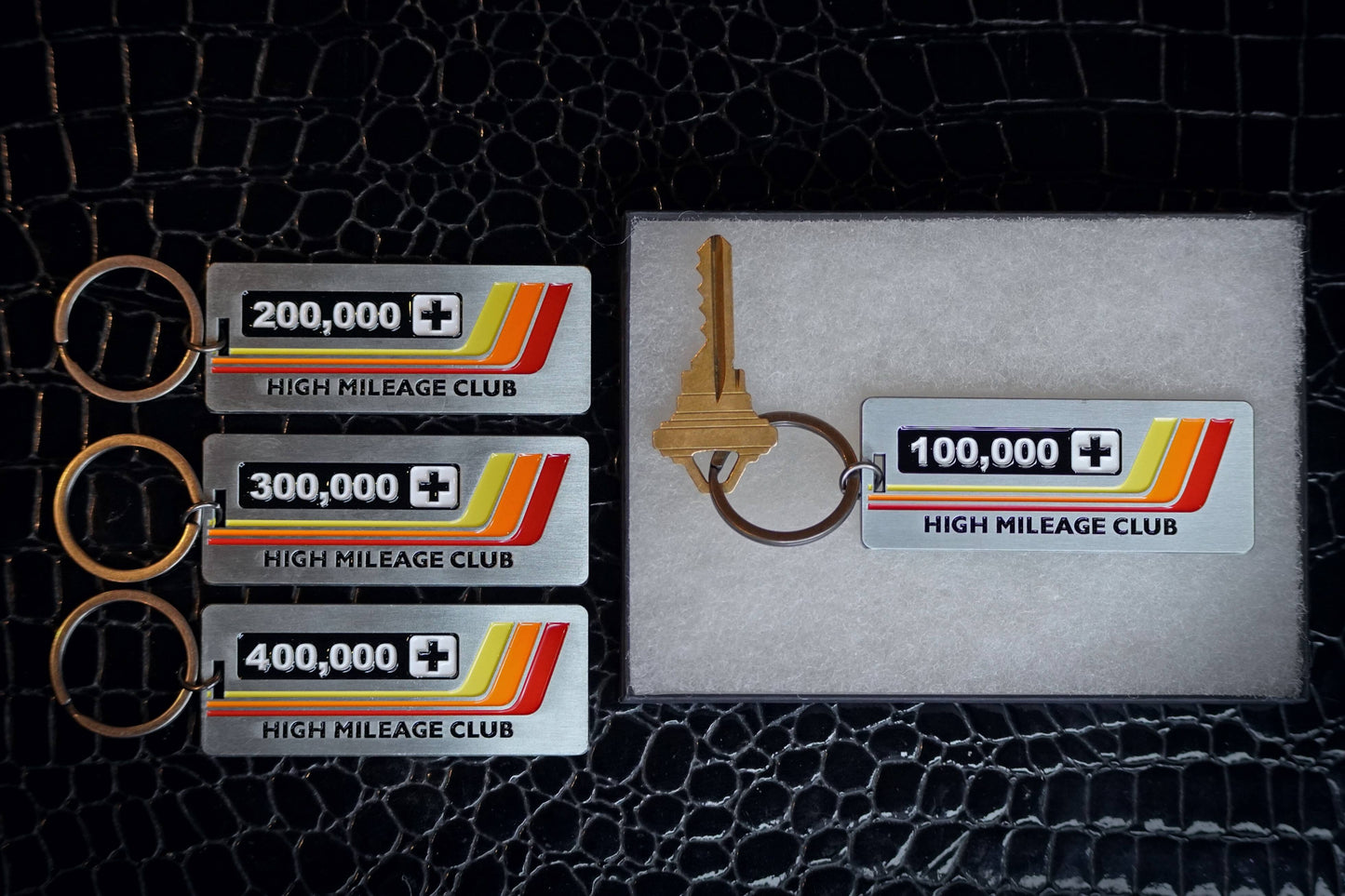 High Mileage Club Keychain for Toyota, Vintage Heritage Stripes