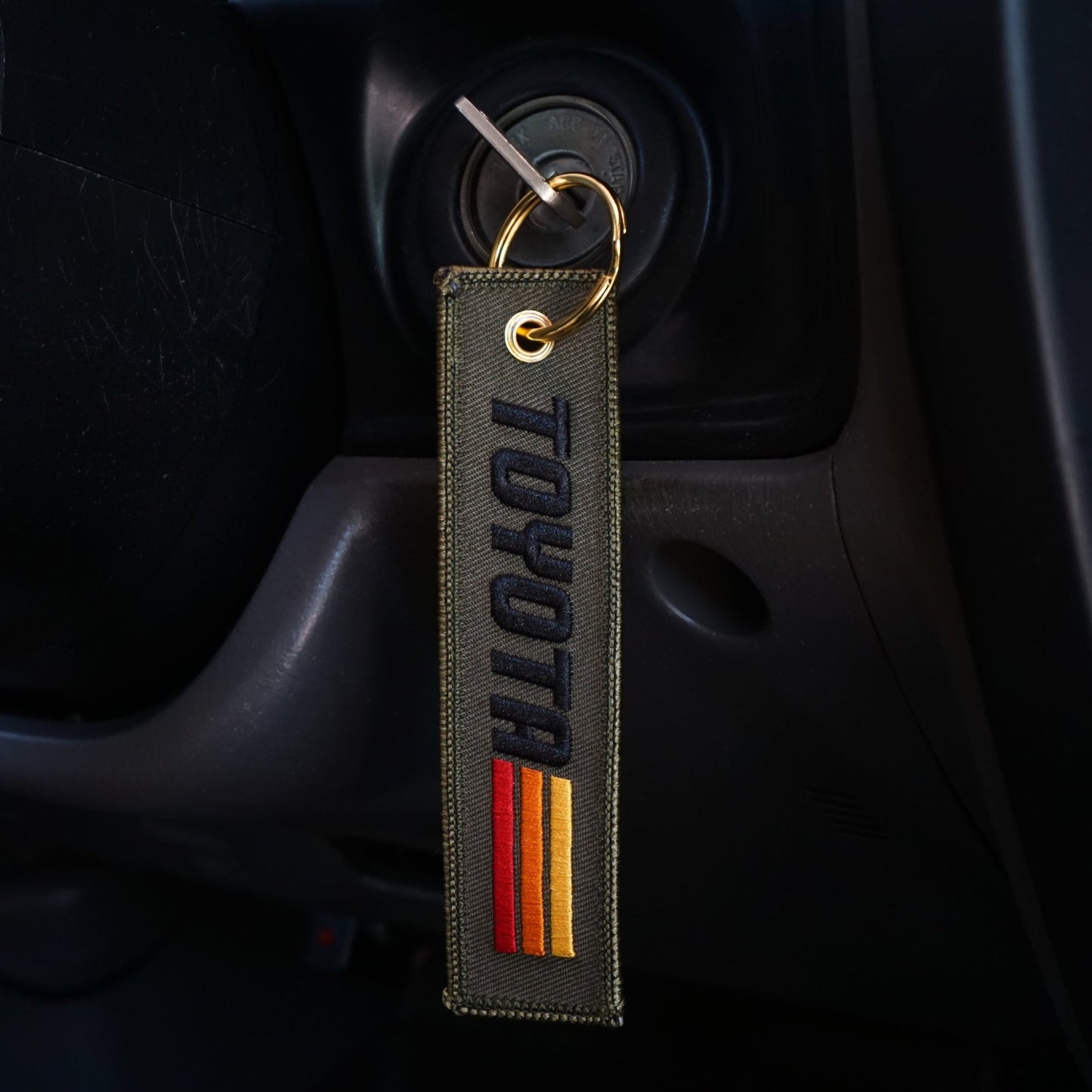 Llavero retro Heritage Stripes para Toyota, negro, bordado