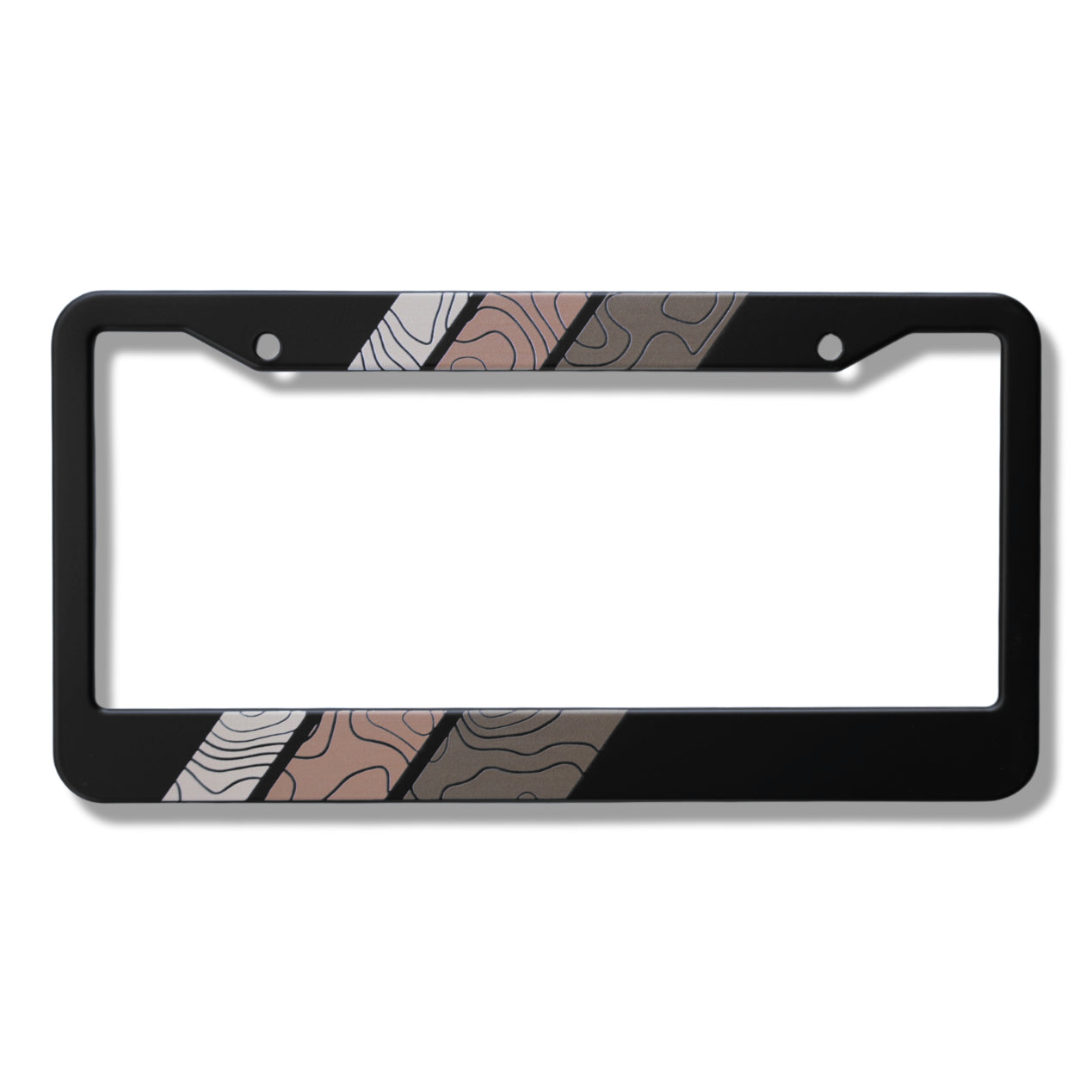 Topographic Tri-Color Retro Stripes Aluminum License Plate Frame
