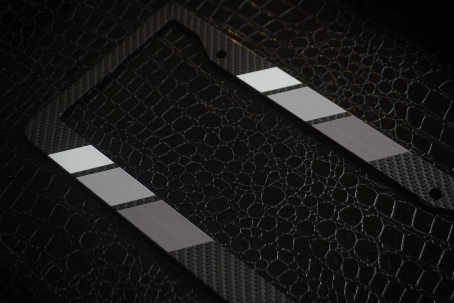 Carbon Fiber Tri-Color Retro Stripes License Plate Frame