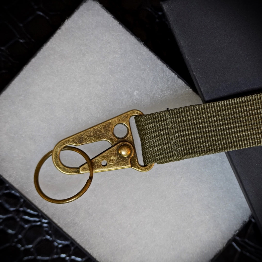 brass clip wrist strap green keychain wrist lanyard