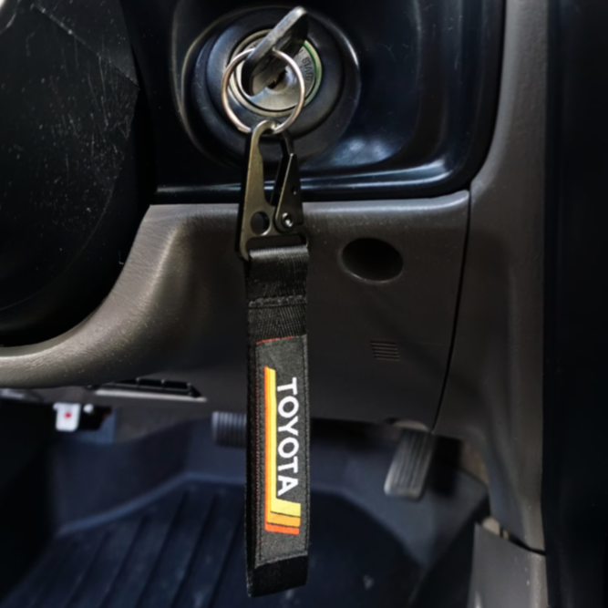 Vintage Heritage Stripes Keychain for Toyota, Metal Clip-On Accessory