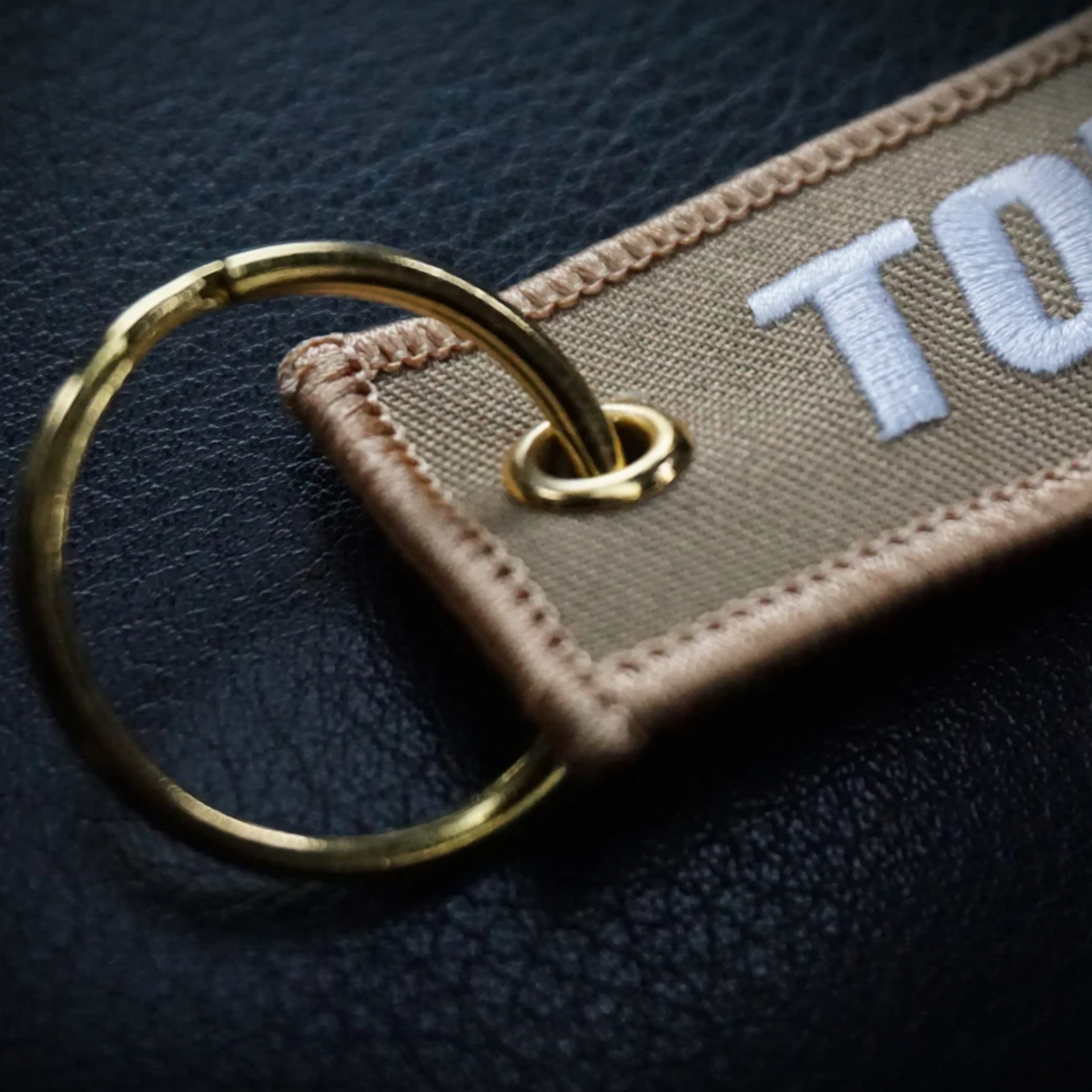 Vintage Tan Retro Stripes Keychain for Toyota, Embroidered
