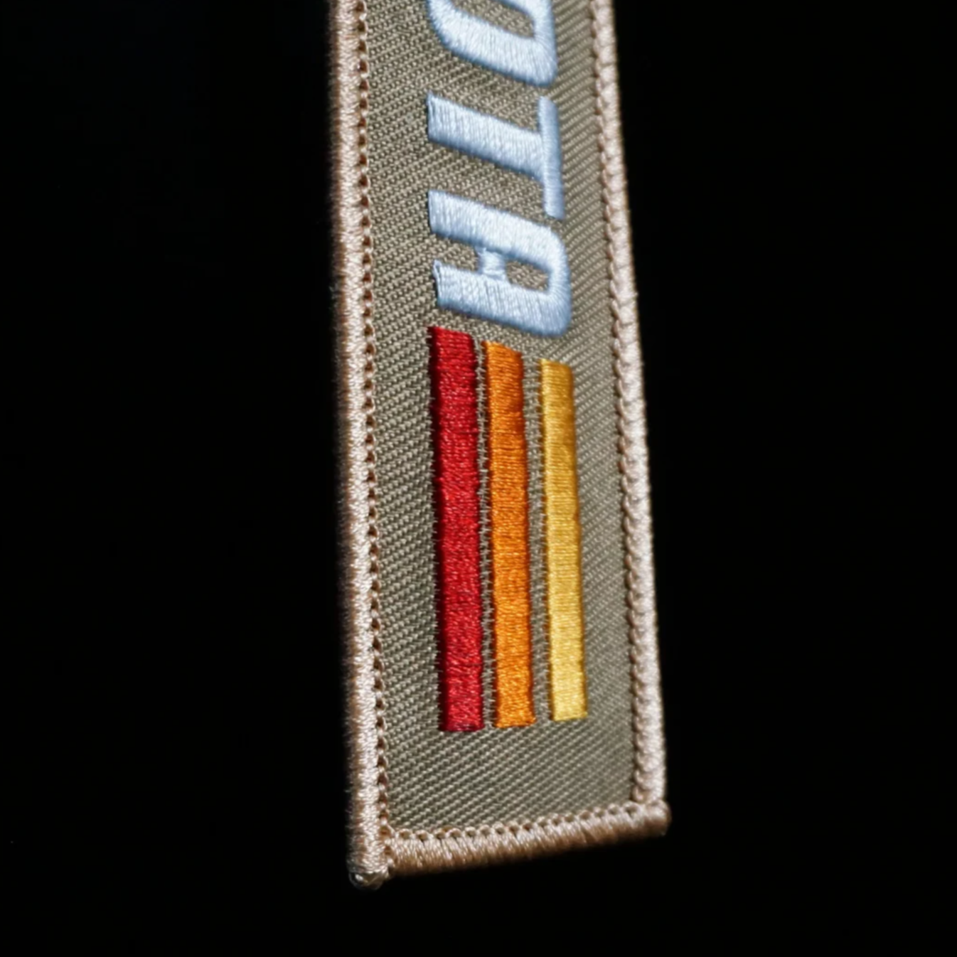Vintage Tan Retro Stripes Keychain for Toyota, Embroidered