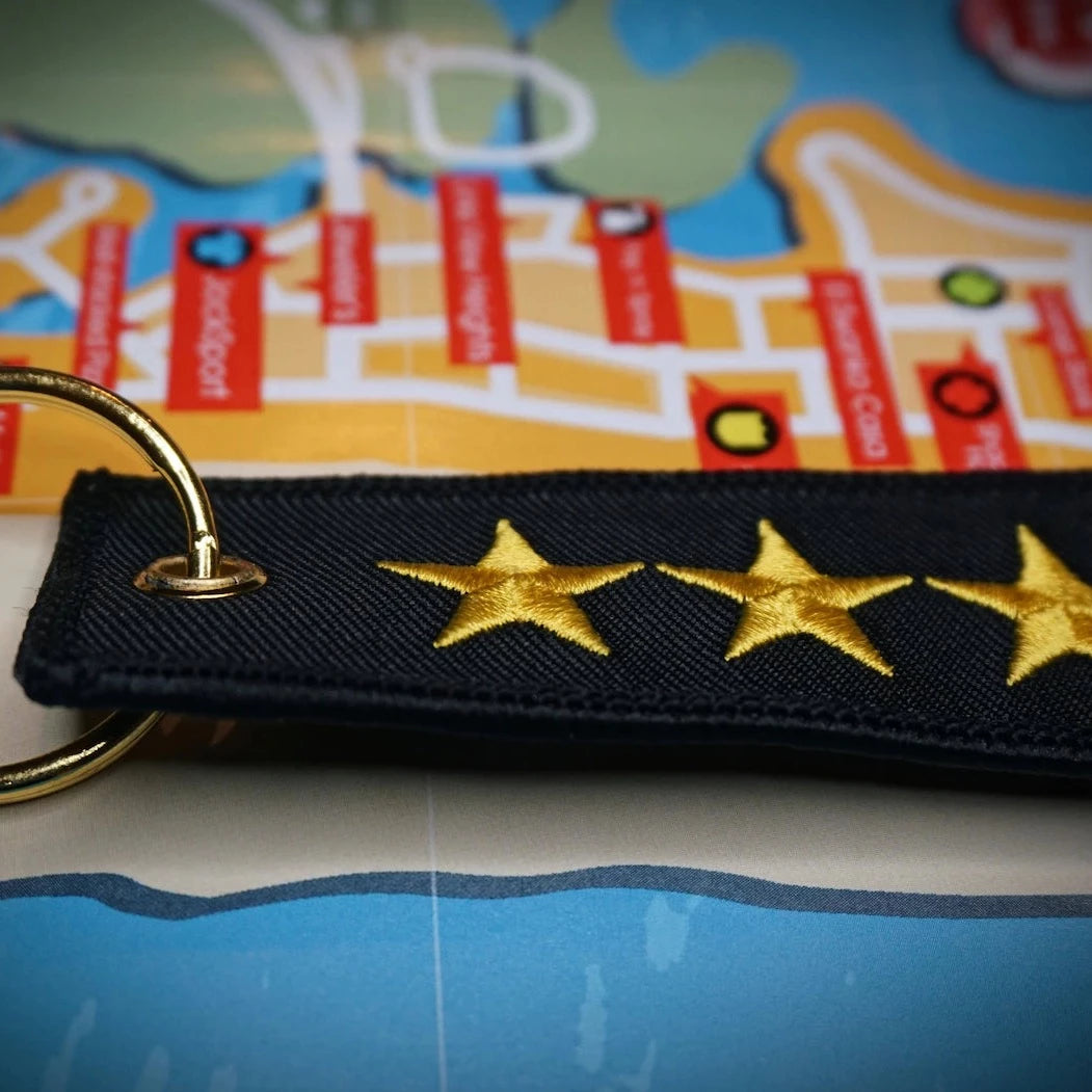Wanted Level Keychain, 5 Stars, Embroidered