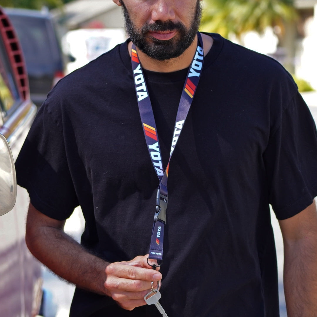men wearing neck lanyard stripes for toyota by Foryota