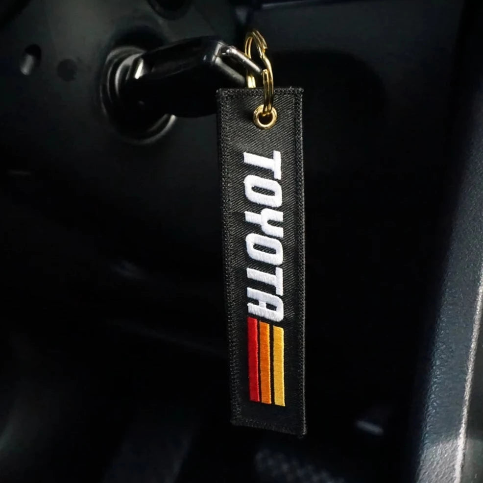Llavero retro Heritage Stripes para Toyota, negro, bordado