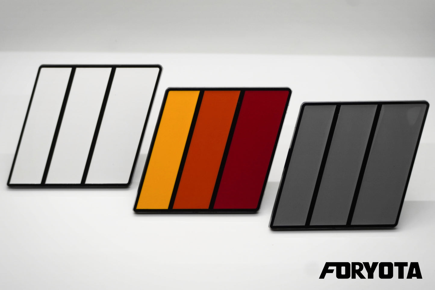 New Gen TRD-Style Retro Stripes Grille Badge for Toyota