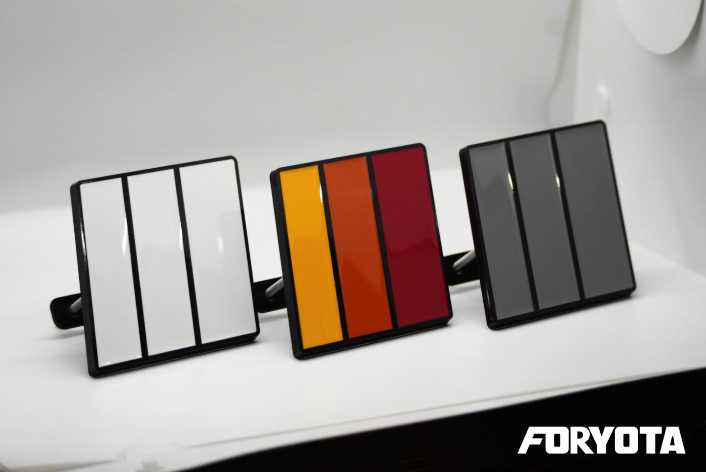 New Gen TRD-Style Retro Stripes Grille Badge for Toyota