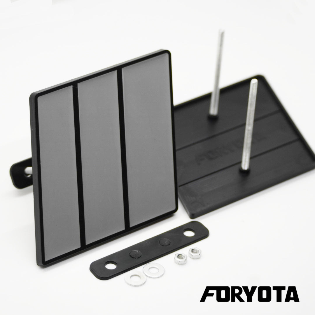 TRD-style Grille Badge in Cement Grey style with mounting screws for Front Grille. Fitment for new generation Toyota front grilles. By Foryota