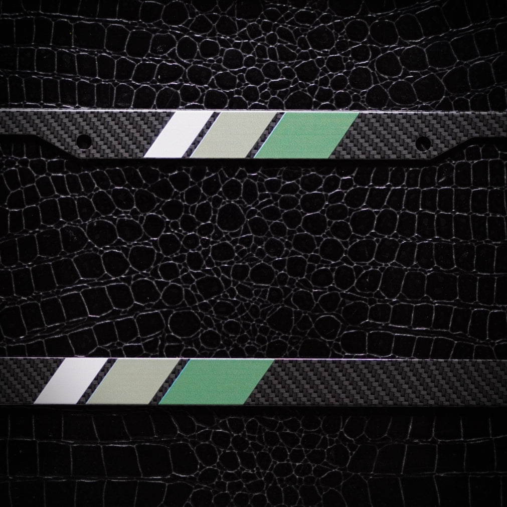 Carbon Fiber Tri-Color Retro Stripes License Plate Frame