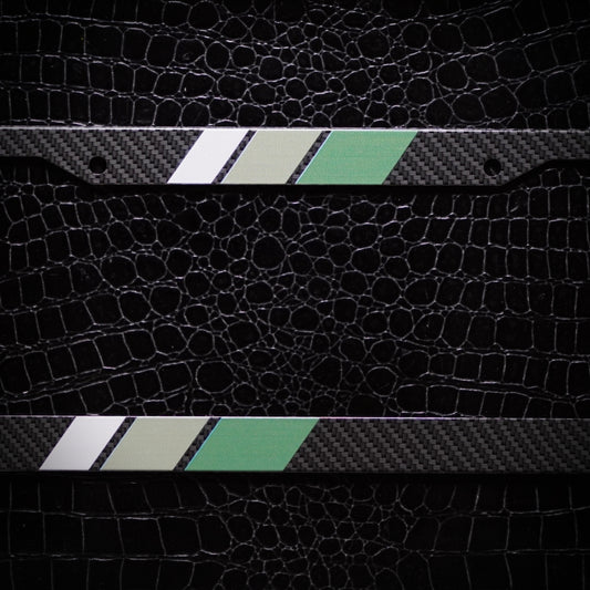 Carbon Fiber Tri-Color Retro Stripes License Plate Frame