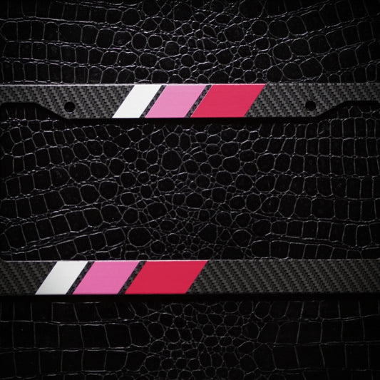Carbon Fiber Tri-Color Retro Stripes License Plate Frame