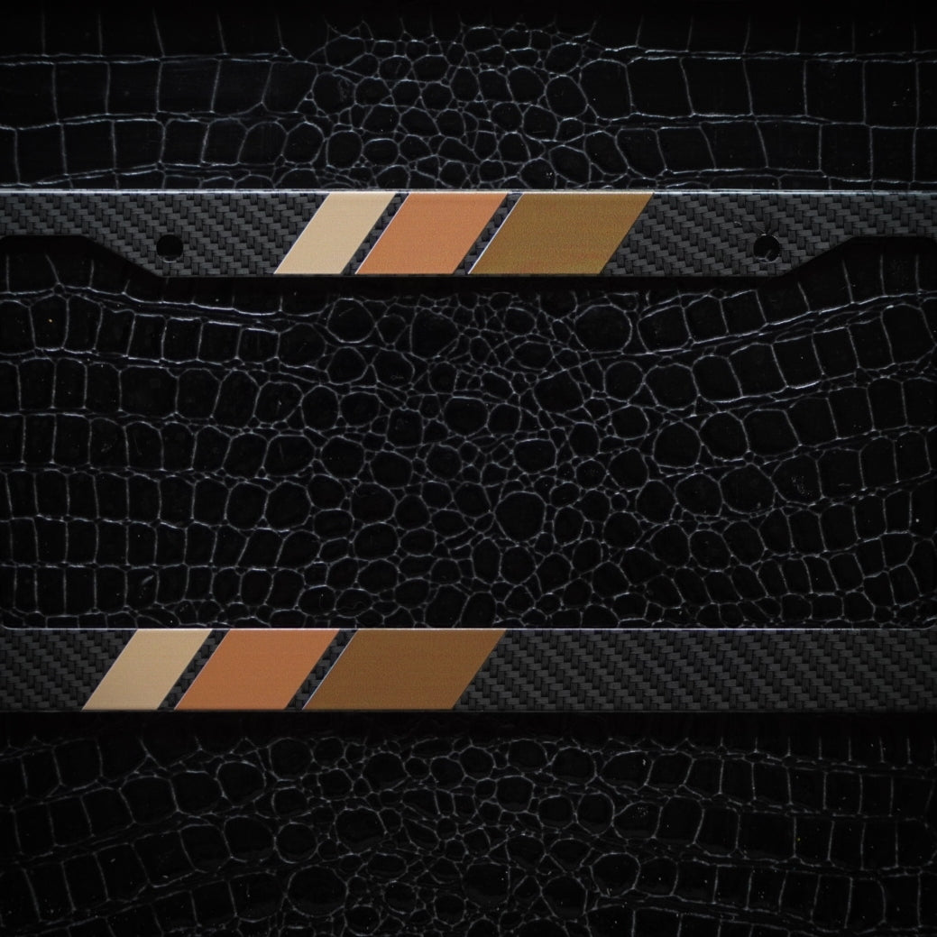 Carbon Fiber Tri-Color Retro Stripes License Plate Frame