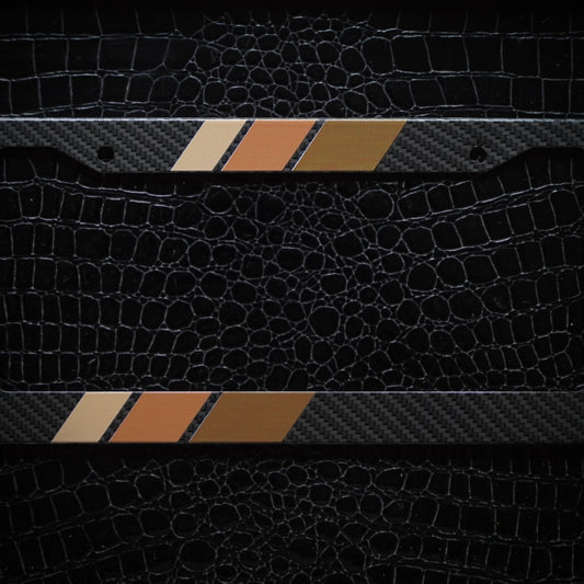 Carbon Fiber Tri-Color Retro Stripes License Plate Frame
