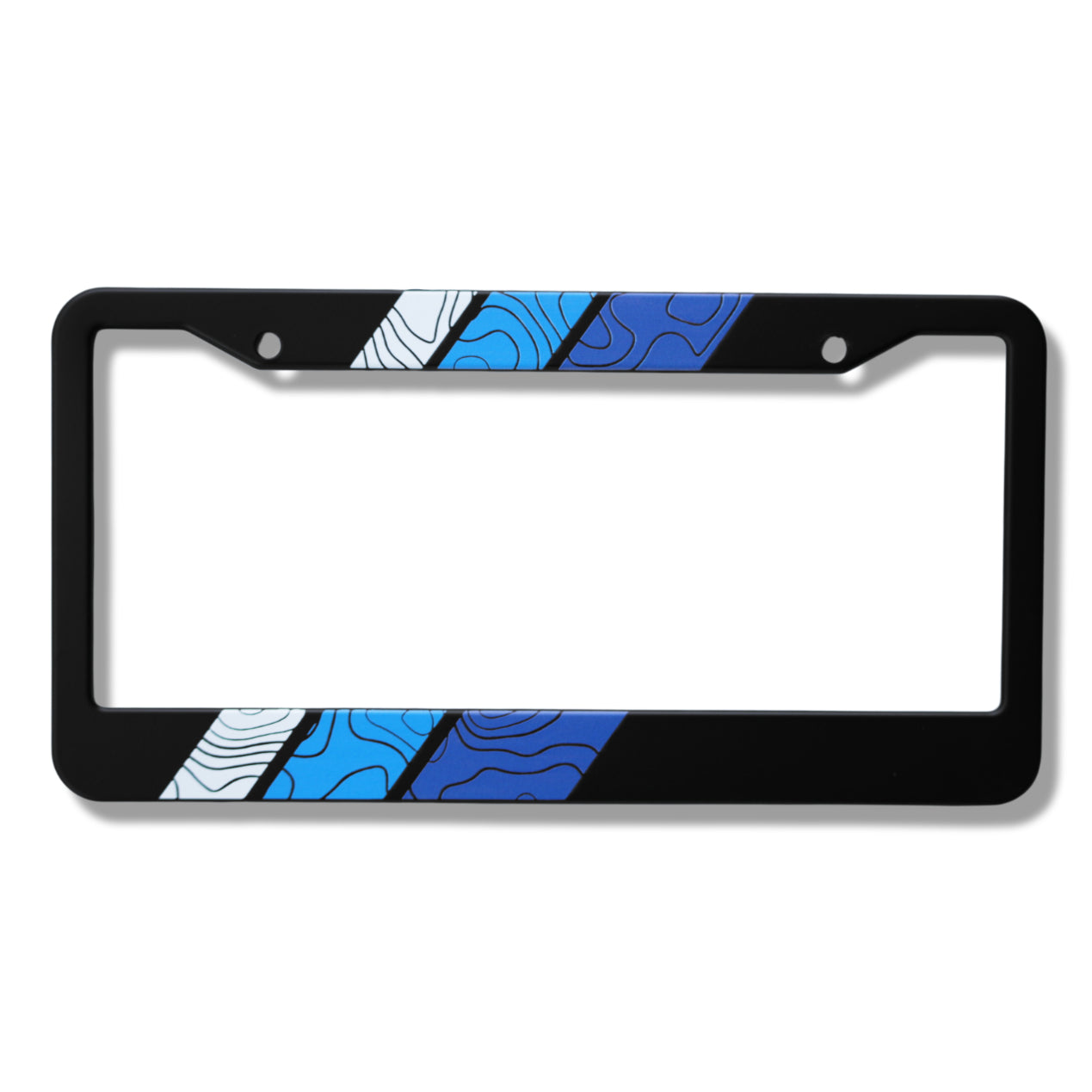 Topographic Tri-Color Retro Stripes Aluminum License Plate Frame
