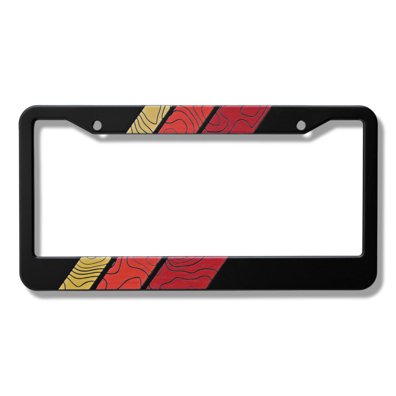 Topographic Tri-Color Retro Stripes Aluminum License Plate Frame
