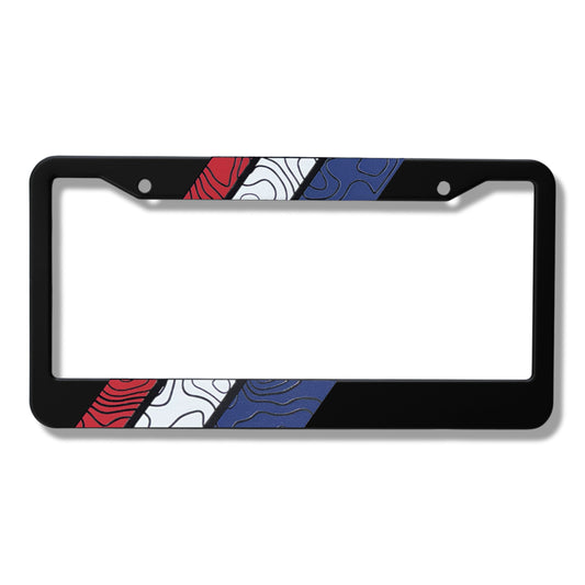 Topographic Tri-Color Retro Stripes Aluminum License Plate Frame