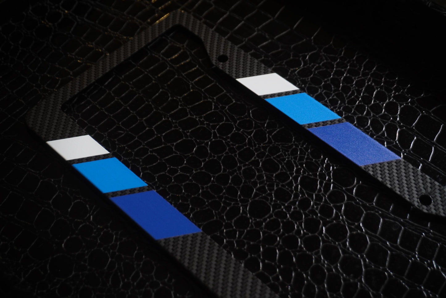 Carbon Fiber Tri-Color Retro Stripes License Plate Frame