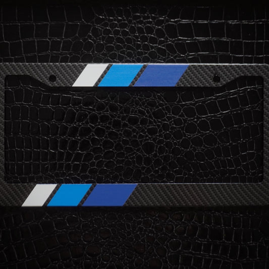 Carbon Fiber Tri-Color Retro Stripes License Plate Frame
