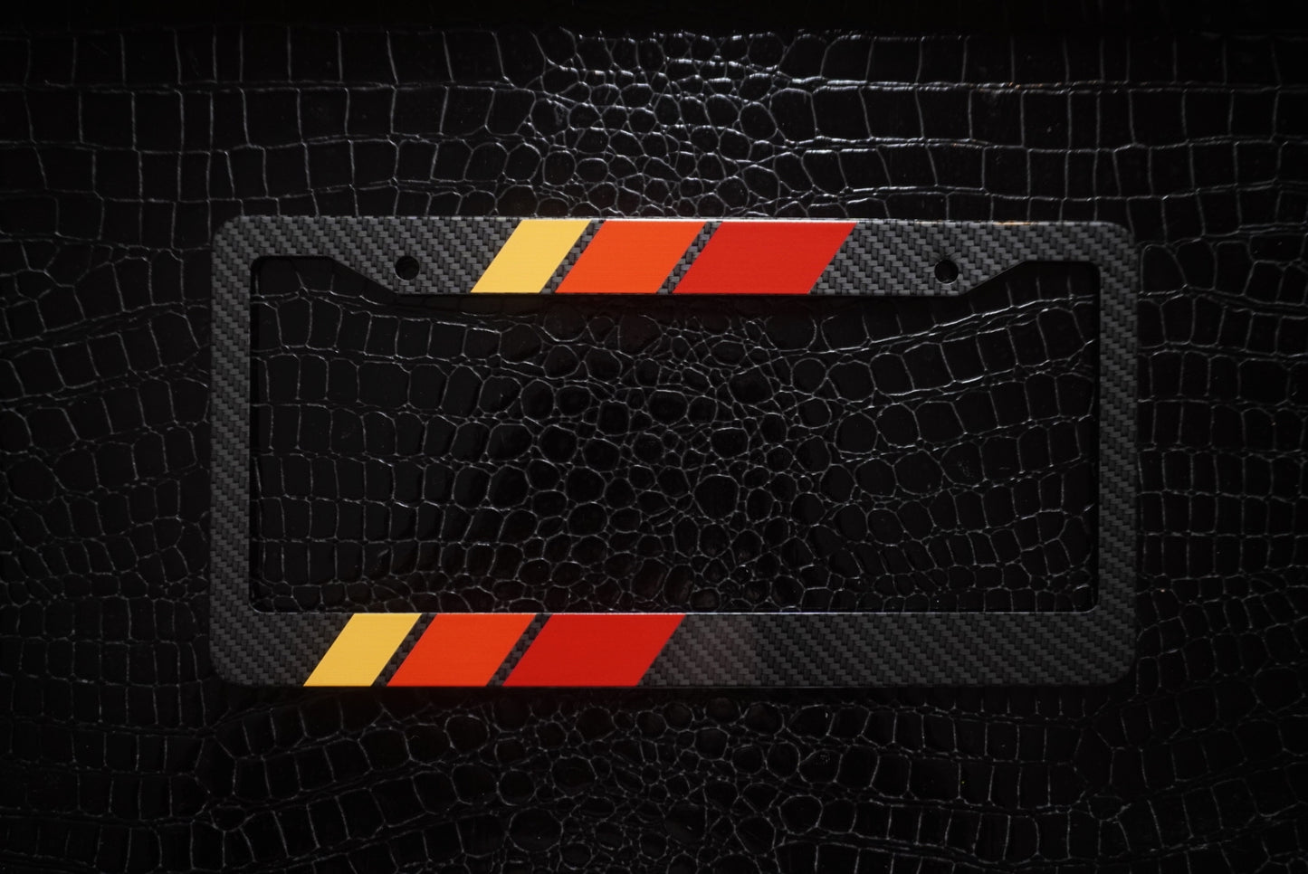 Carbon Fiber Tri-Color Retro Stripes License Plate Frame