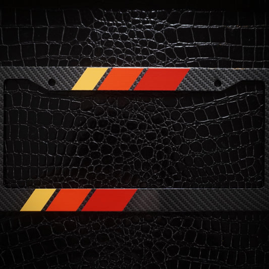Carbon Fiber Tri-Color Retro Stripes License Plate Frame