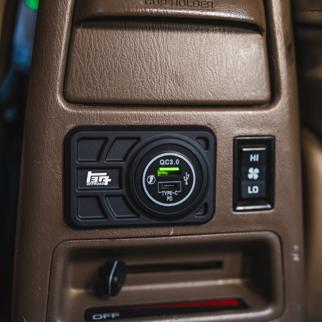 TEQ Offroad Center Console USB 12V Power Panel | Billet Aluminum | Replaces Ashtray | 1996-2002 4Runner