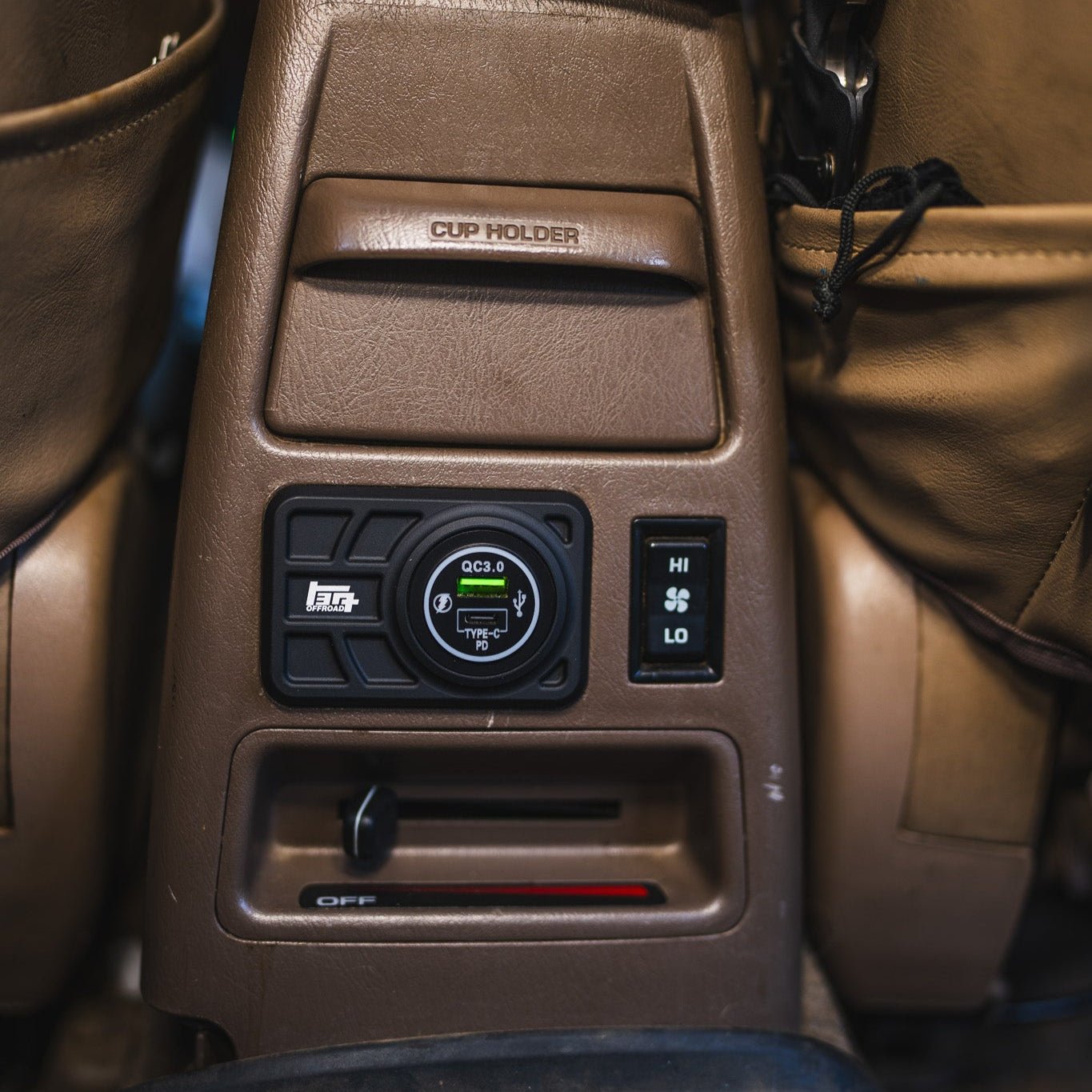 TEQ Offroad Center Console USB 12V Power Panel | Billet Aluminum | Replaces Ashtray | 1996-2002 4Runner