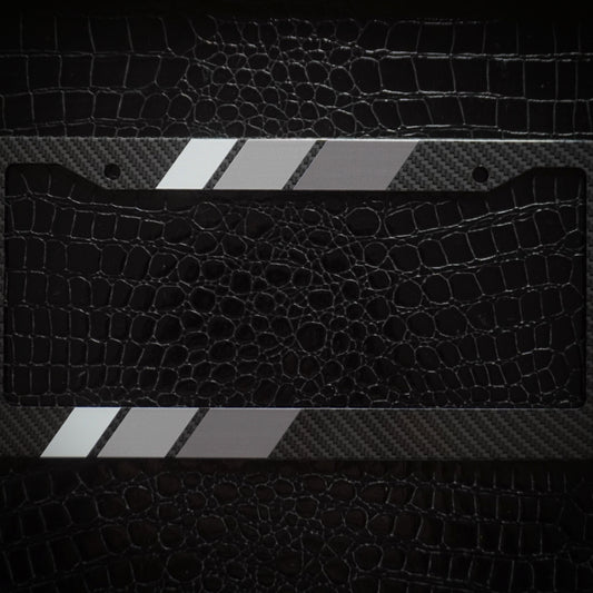 Carbon Fiber Tri-Color Retro Stripes License Plate Frame