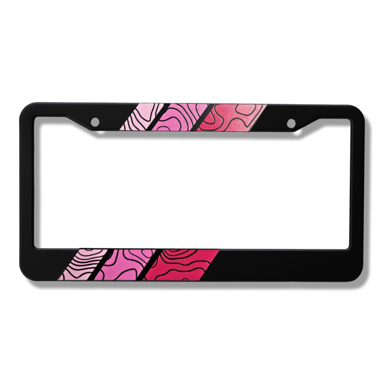 Topographic Tri-Color Retro Stripes Aluminum License Plate Frame