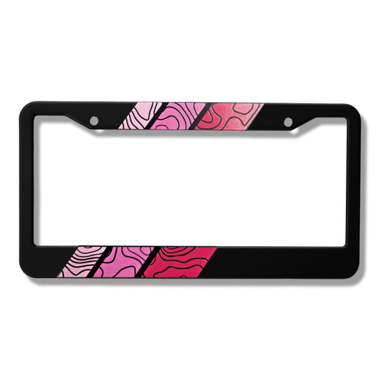 Topographic Tri-Color Retro Stripes Aluminum License Plate Frame
