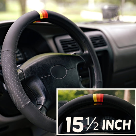Funda para volante de rayas retro para Toyota, 15 1/2 pulgadas, piel
